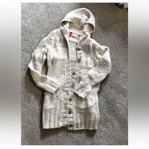 Divided Cream and Tan Stripped Knit Button Up Cardigan